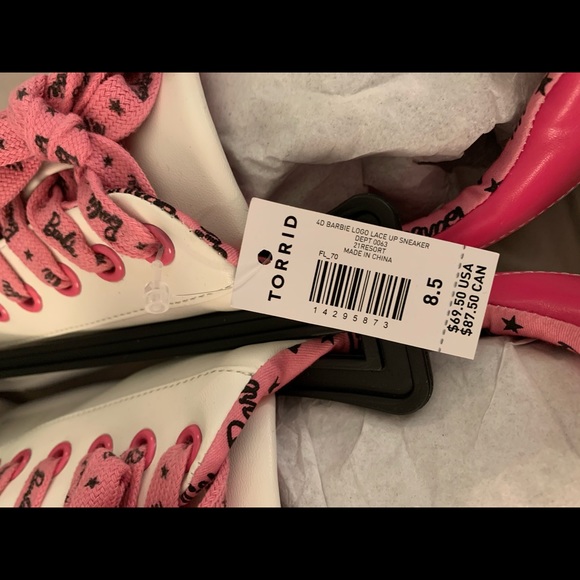 *HOST PICK* NEW Torrid 8.5 Wide Barbie White & Pink Faux Leather Sneakers - Picture 9 of 9